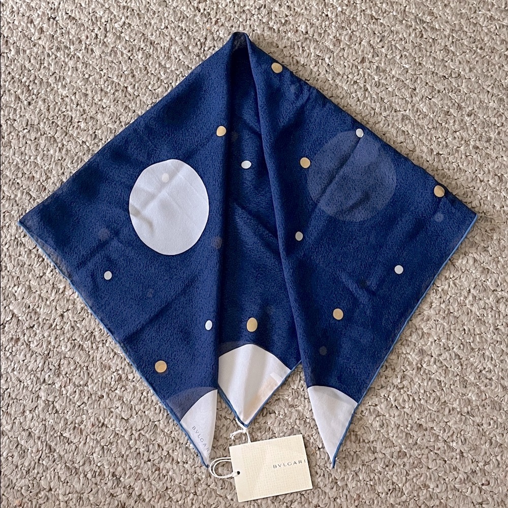 Bvlgari Blue, White, and Yellow Kerchief Scarf
